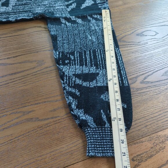 Vintage Zeppelin Sweater L Black Gray Abstract Geometric Knit Pullover 80s 90s - Picture 13 of 15